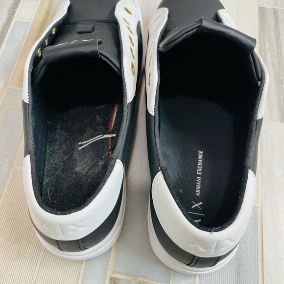 AX Armani Exchange XDX027XCC14 Black and White Sneakers with Gold Accents 7M - Picture 15 of 15